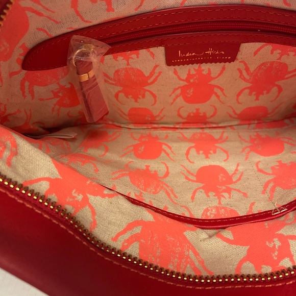 India Hicks Red Leather Zippered Clutch